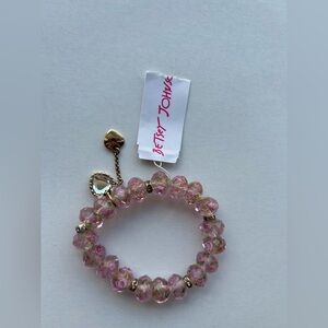 NWT Betsey Johnson Pink Floral Beaded Bracelet